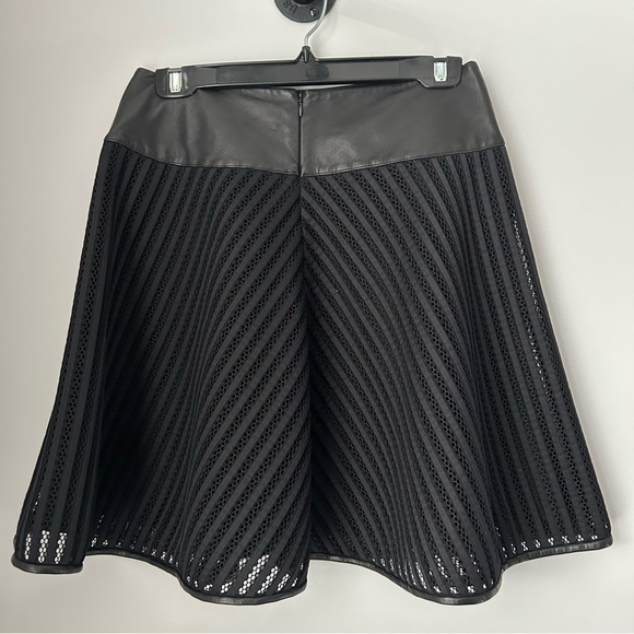 Ralph Lauren Black Label  A-Line Mesh and Leather Skirt - Picture 3 of 9